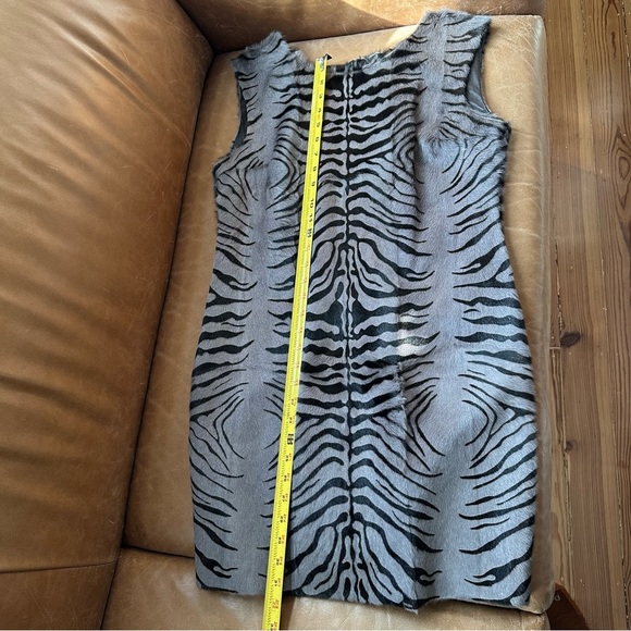 DROMe vintage cowhide Italy fur calf hair cheetah gray mini dress y2k zebra pony - Picture 9 of 15